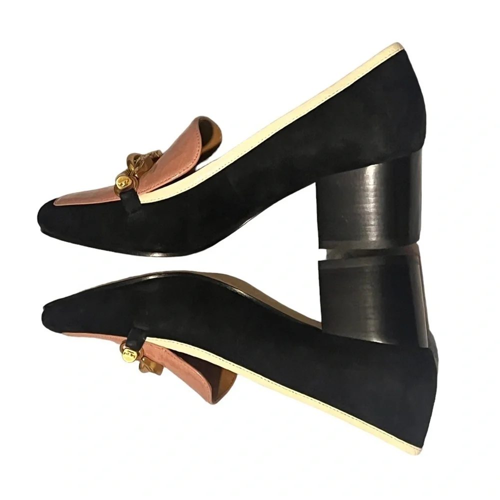 Tory Burch‎ Jessa Suede Heel Pump Black Pink Ivory